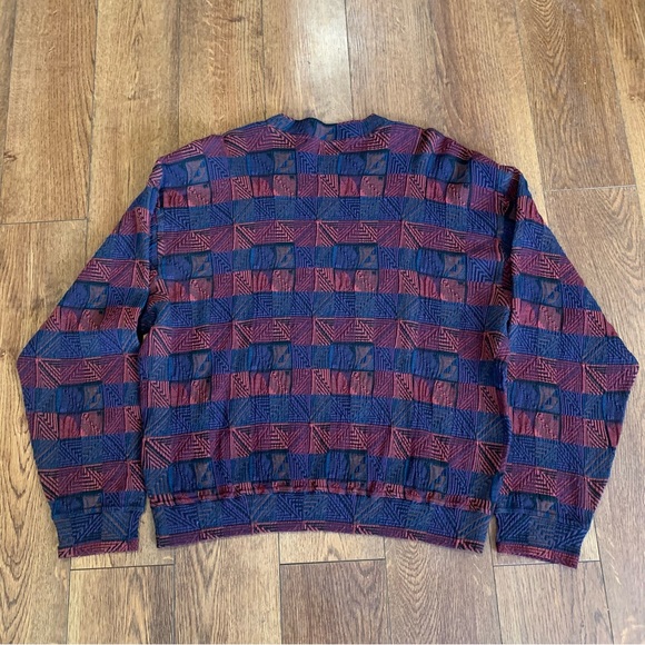 Jhane Barnes Geometric Pullover Wool Multicolor Textured VTG M knit grandpa - Picture 3 of 7